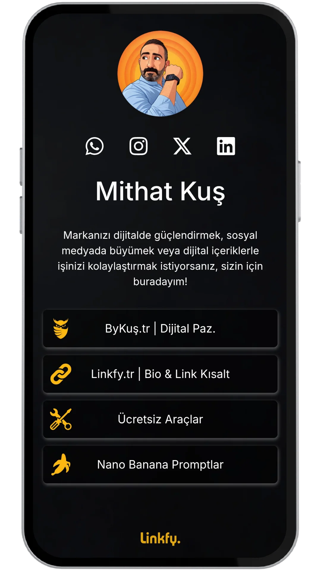Biolink sayfası örneklerinin ekran görüntüsü